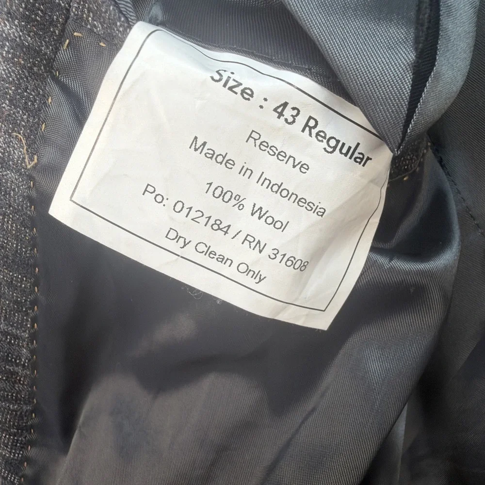 Jos A Bank Sport Coat 43R‎ Gray Plaid Wool Blazer Reserve Reda 1865
